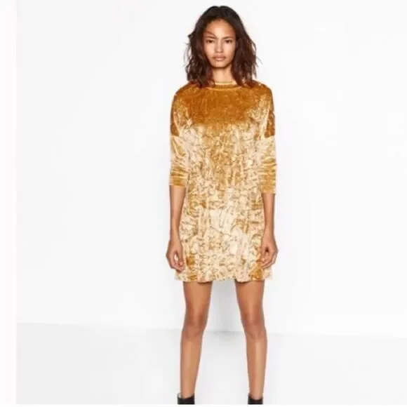 zara gold velvet dress Zara – Ameerah Usman main image 0